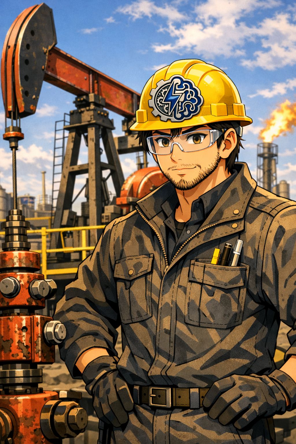 Field engineer standing at an oilfield site for custom automation solutions