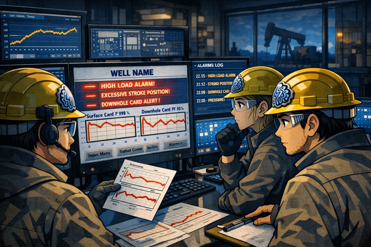 Remote monitoring team reviewing alarms and automation data